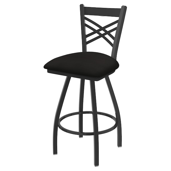 36" Swivel Bar Stool, Pewter Finish, Canter Espresso Seat